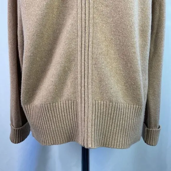 St. John Tan Zip High Neck Cashmere Sweater for Women - Luxurious Softness and Elegant Style