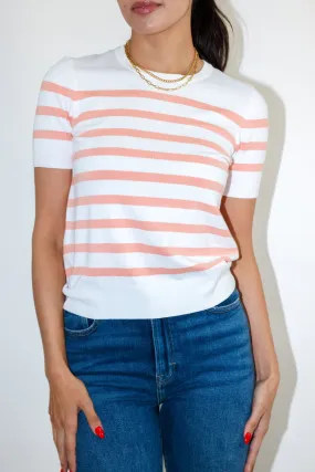 Striped Crewneck Short Sleeve Sweater