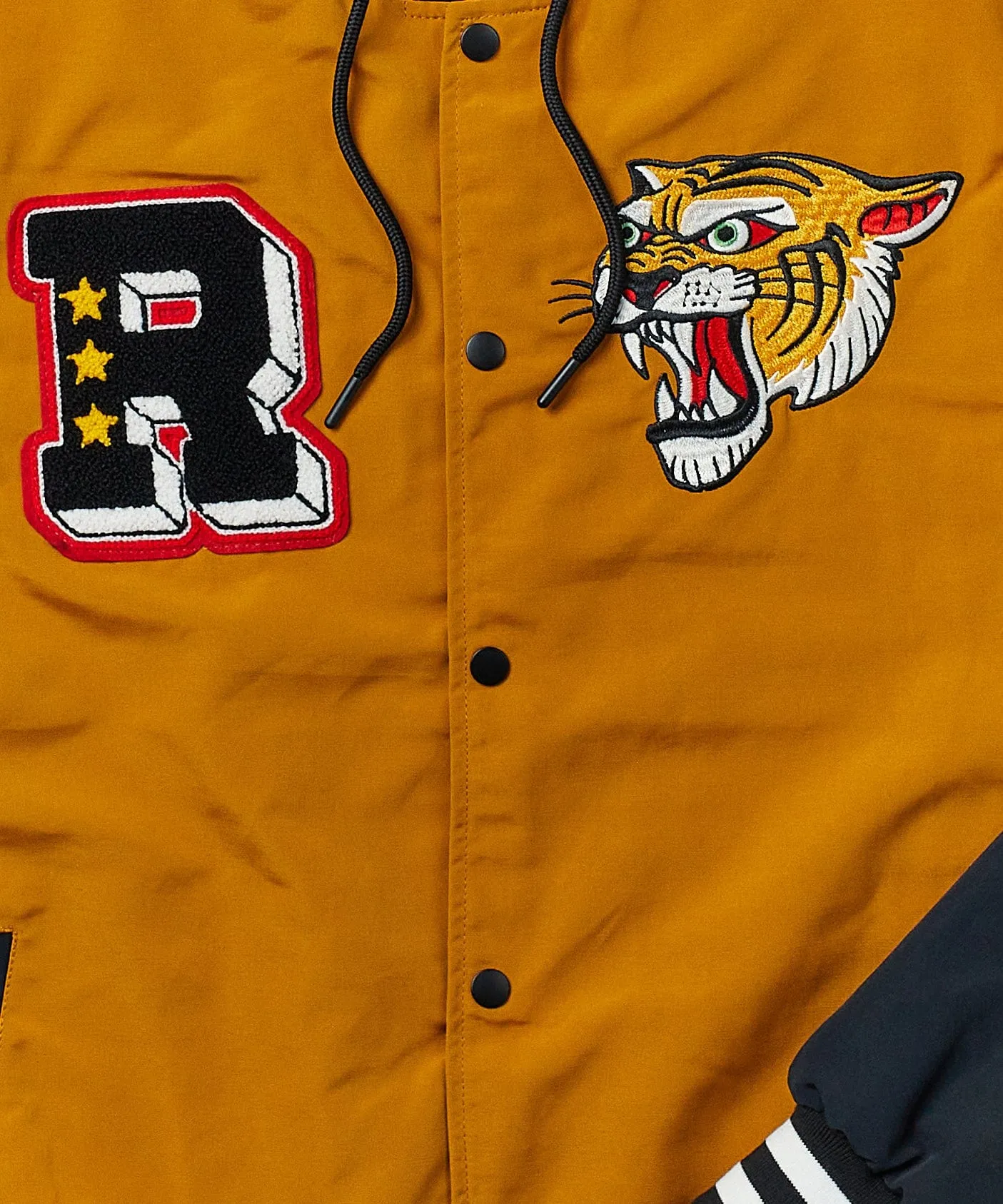 Tigers Varsity Hooded Jacket With Chenille And Embroidered Patches - Khaki