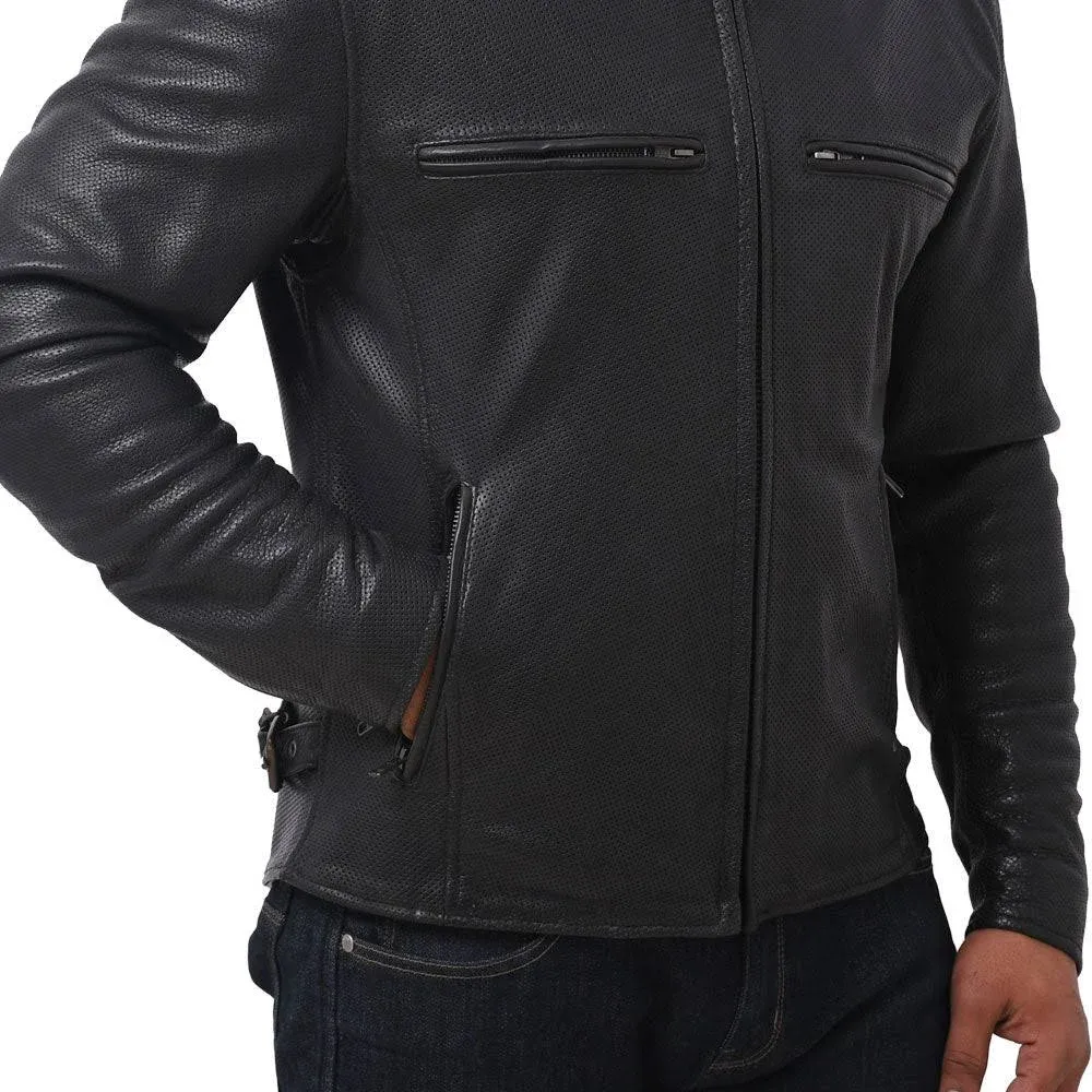 Turbine - Motorcycle Perforated Leather Jacket