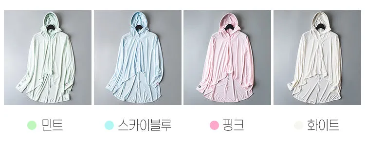 UV Cover Sheer Hooded Jackets for Womens Temperature Dial Summer Cool Windbreakers Rain Coats Casual Cute Hoodies Zipup Korean Kpop Style